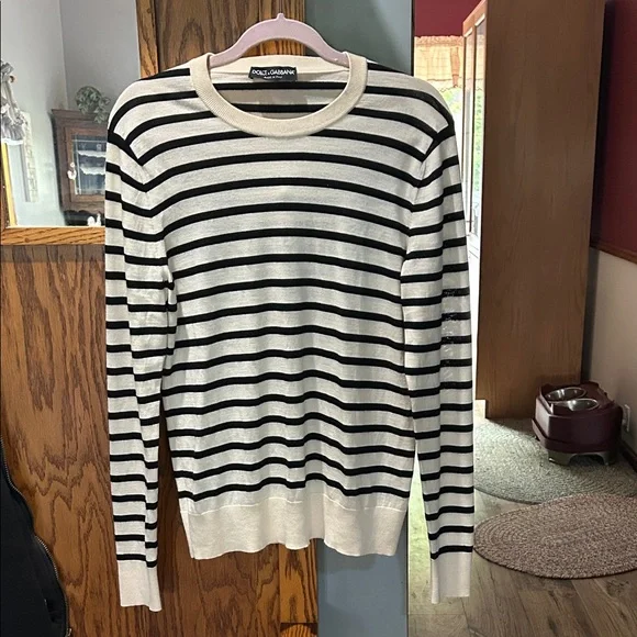 Dolce & Gabbana 100% Cashmere Striped Long Sleeve Top/Sweater - Picture 1 of 7